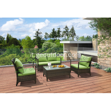 Rattan in alluminio PE 4 pezzi e set di divani impermeabili